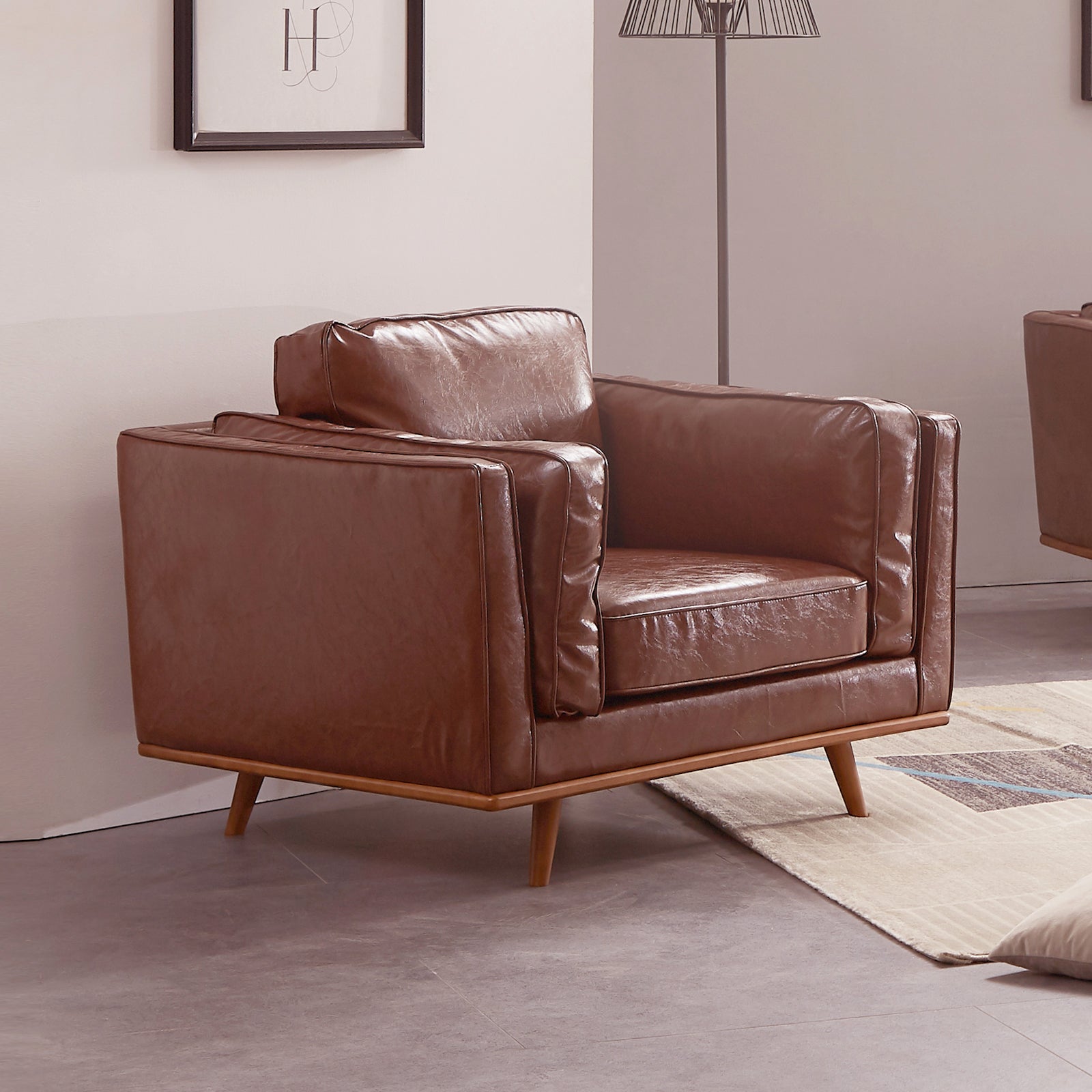 Ysabelle Single Seater Leather Sofa - Brown
