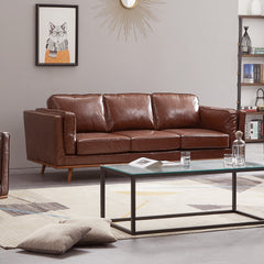 Ysabelle Triple Seater Leather Sofa - Brown
