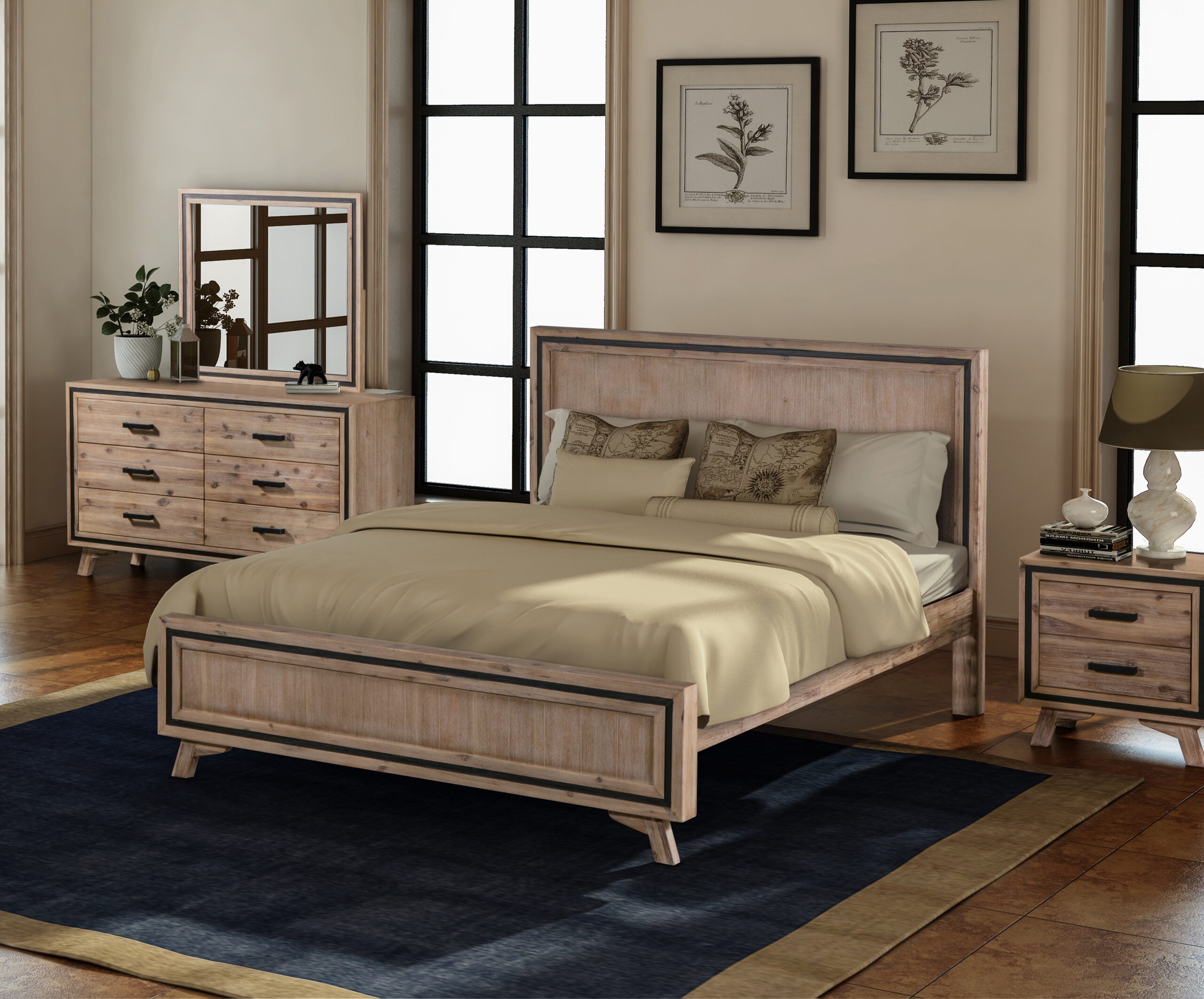 Shannon Bedframe - Queen - Silver Brush