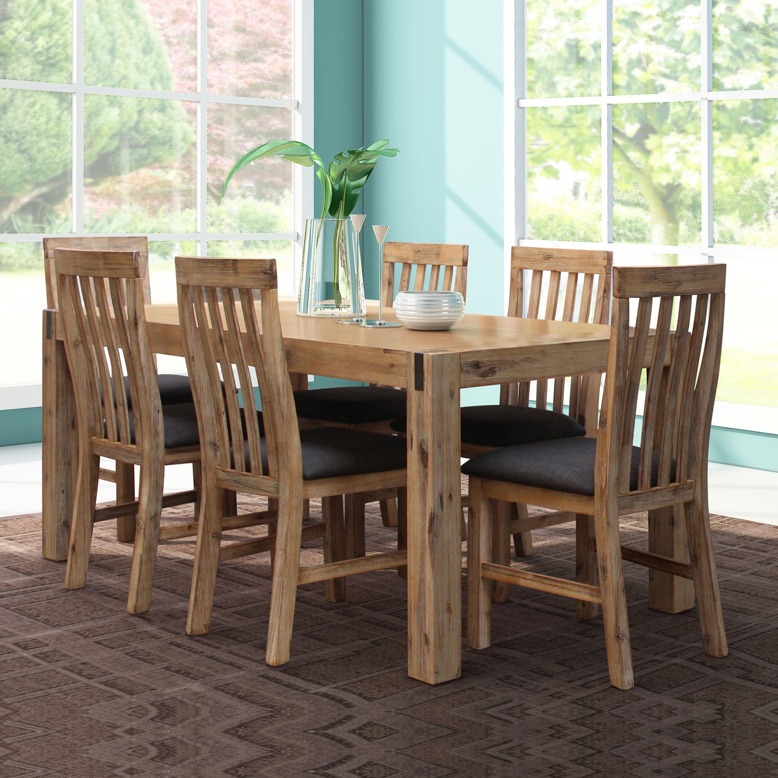 Noor 7 Pieces Dining Set - Oak