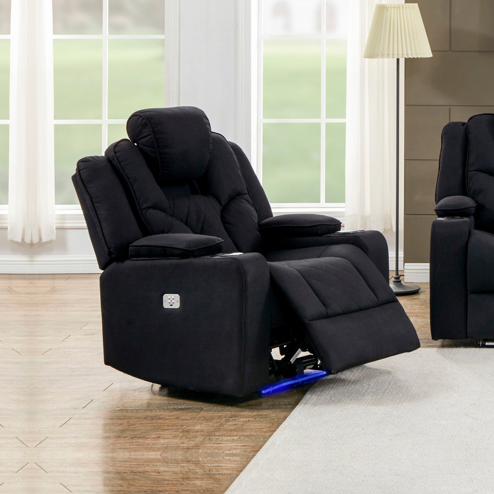 Anyssa Recliner Rhino Fabric1R Black