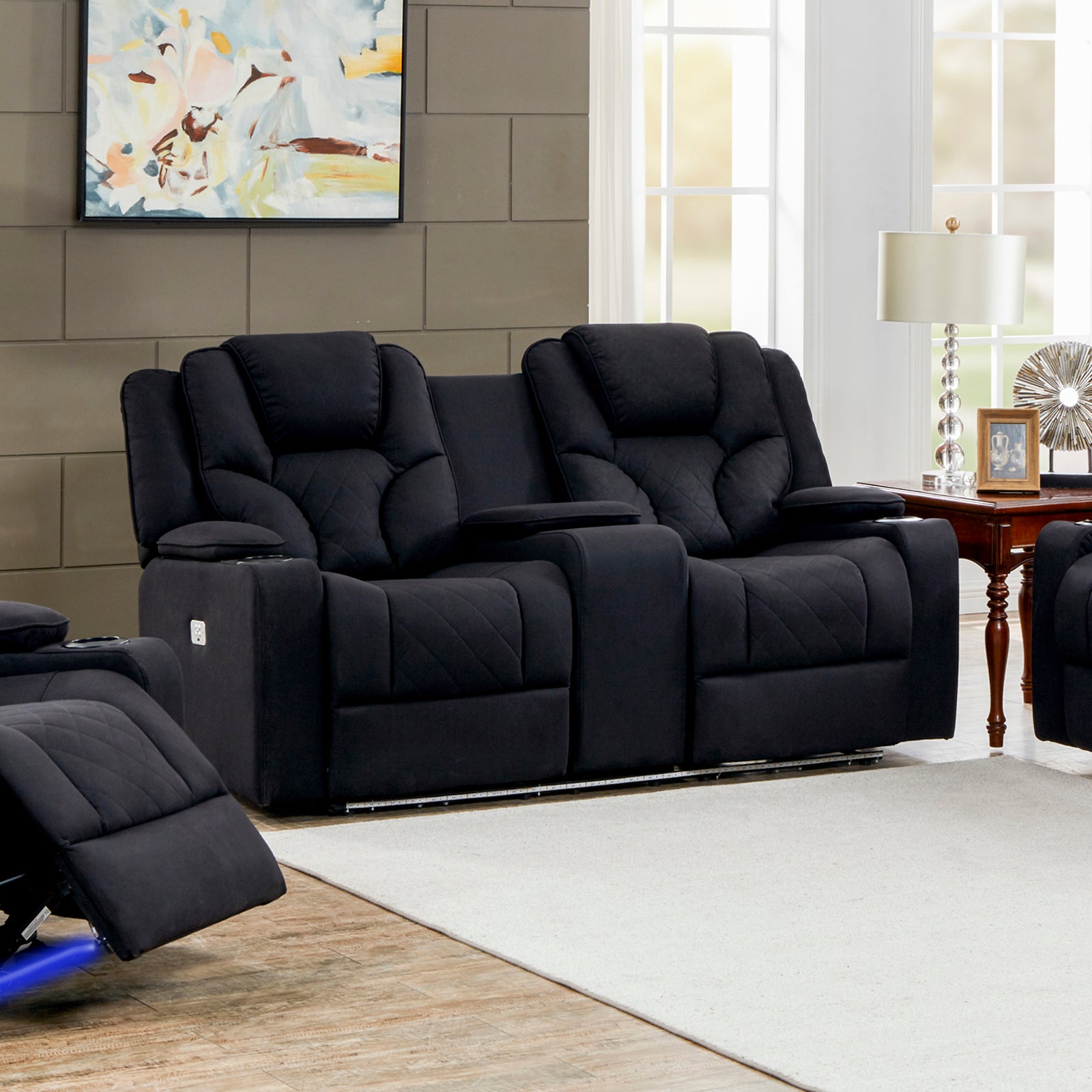 Anyssa Recliner Rhino Fabric 2R Black