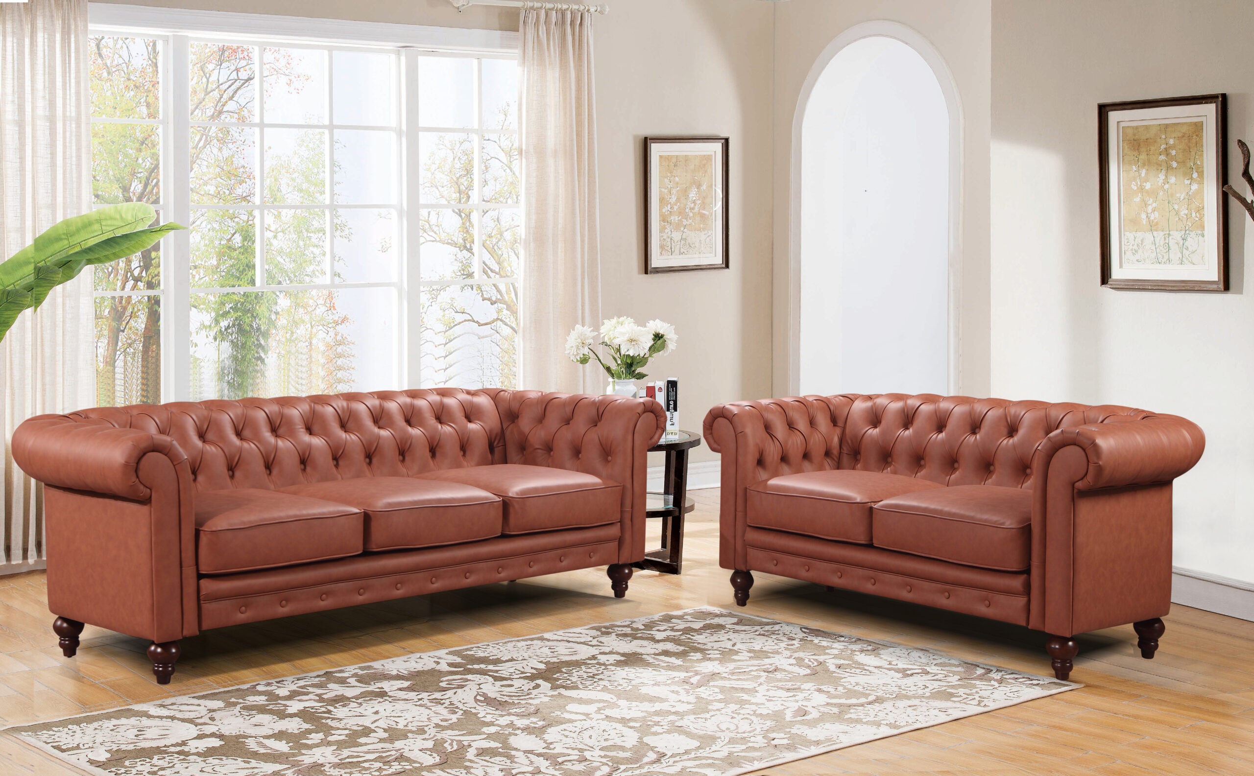 Miley 2 Pieces Sofa (3+2 Seater) Brown