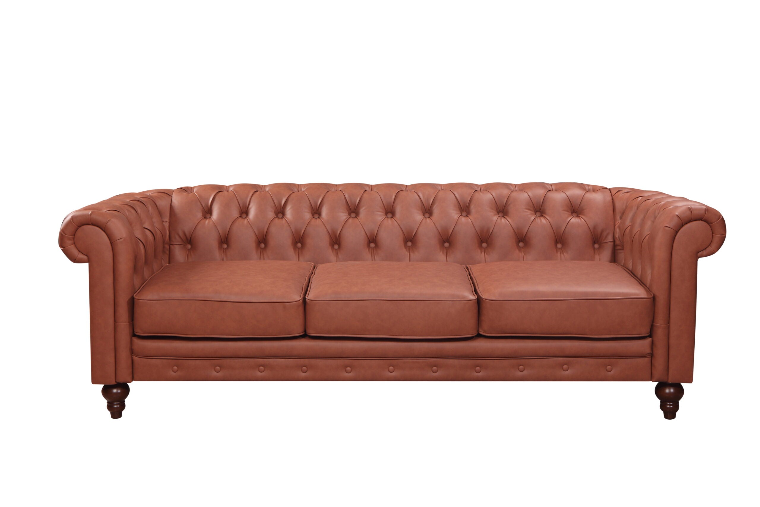 Miley Triple Seater Leather Sofa - Brown