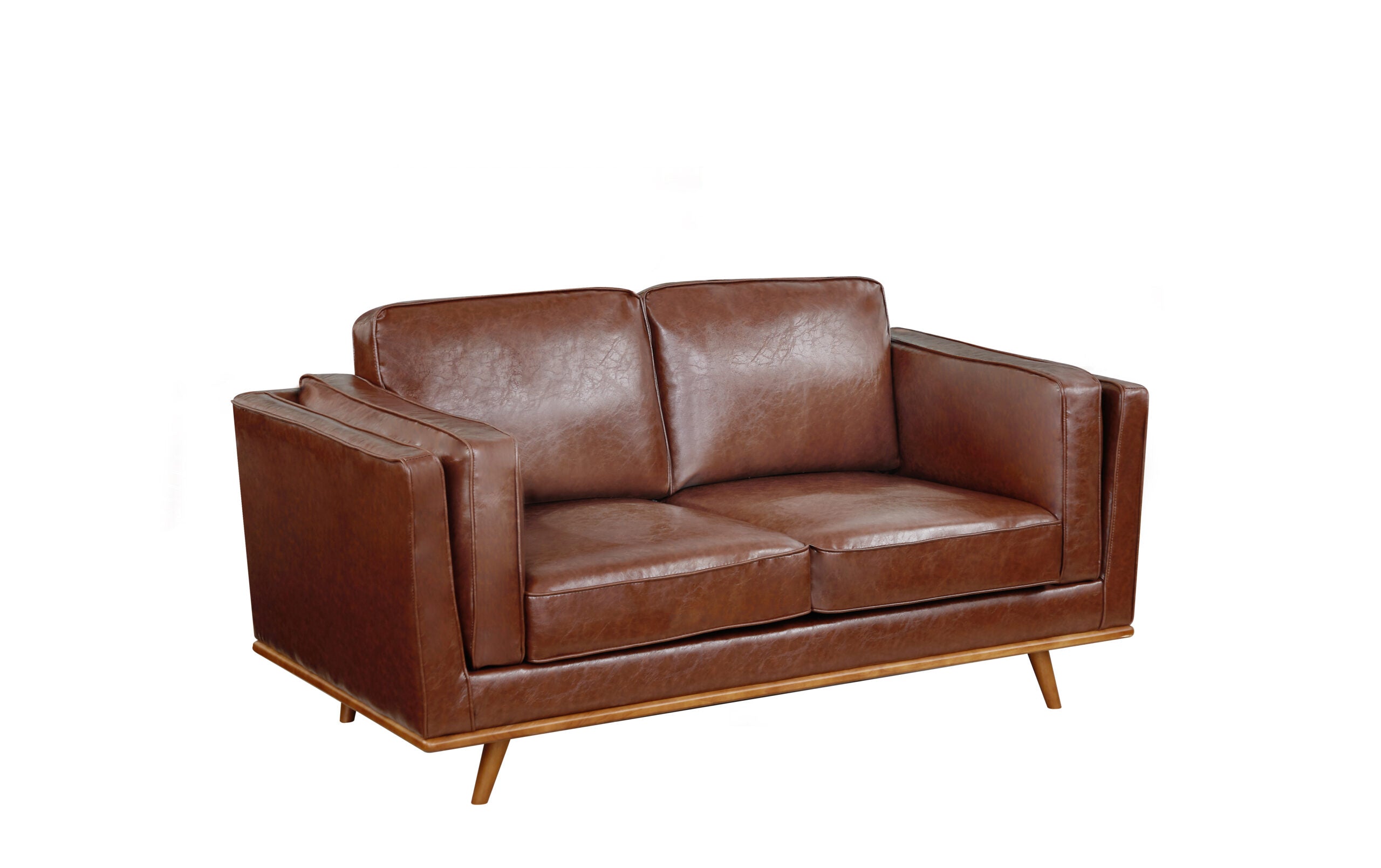 Ysabelle Double Seater Leather Sofa - Brown