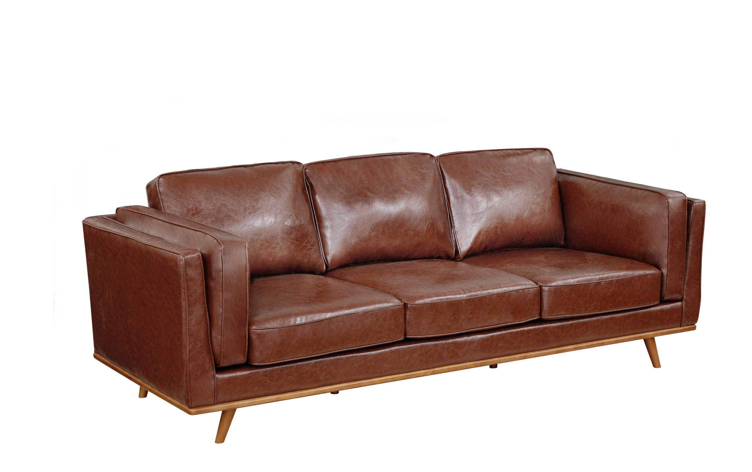 Ysabelle Triple Seater Leather Sofa - Brown