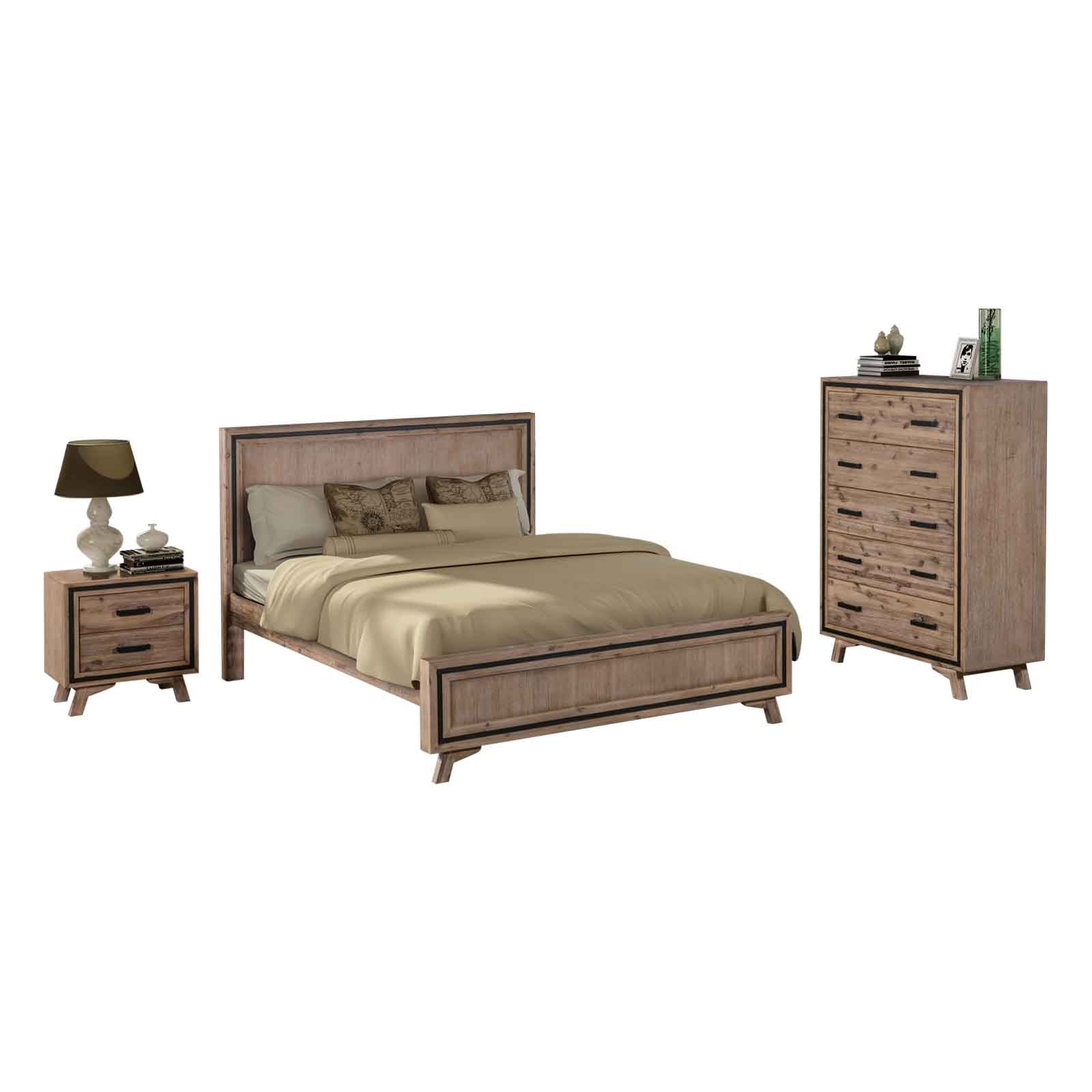 Shannon 4pcs Bedroom Suite with Dresser - Queen - Silver Brush