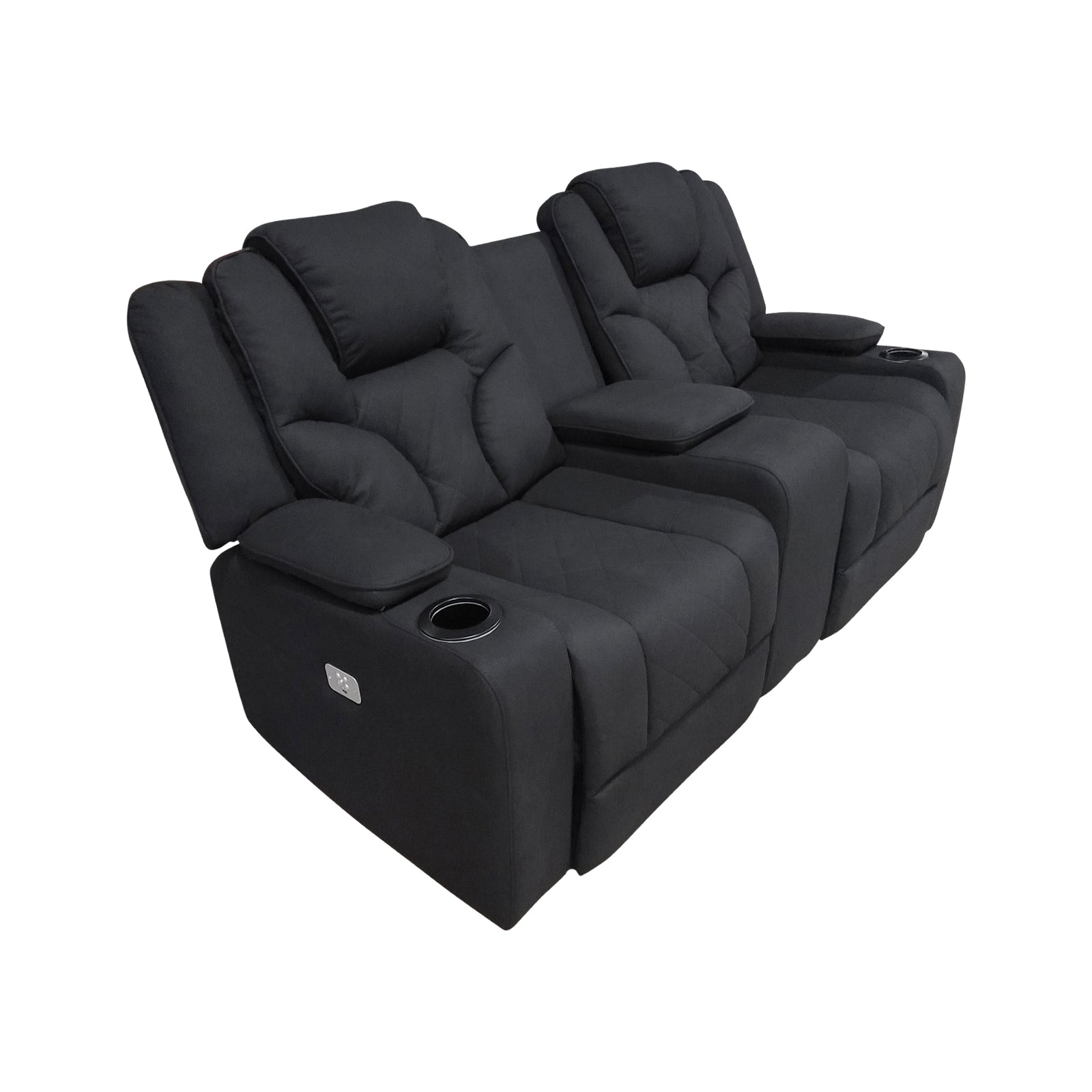 Anyssa Double Seat Recliner - Rhino Fabric - Black
