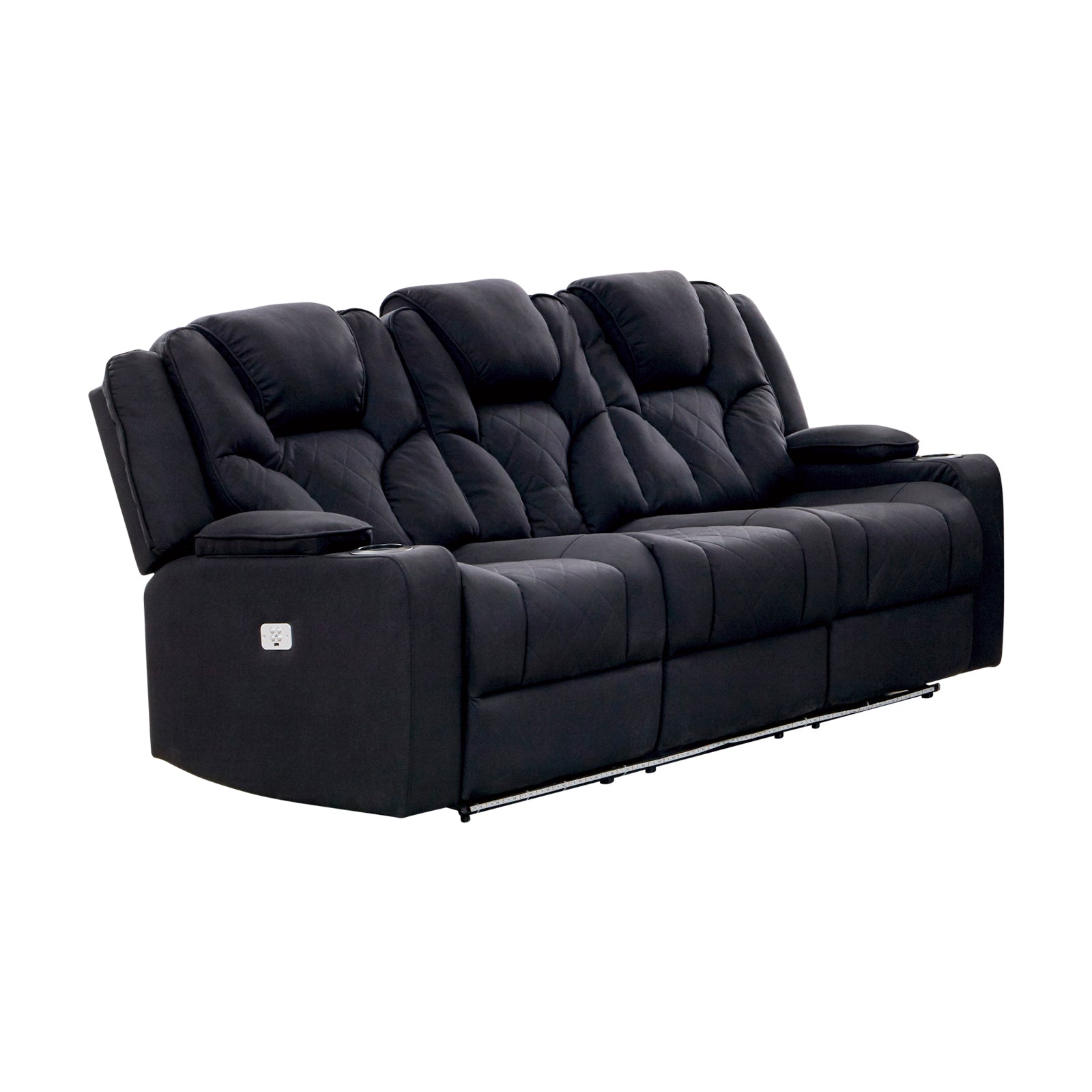 Anyssa Triple Seat Recliner - Rhino Fabric - Black
