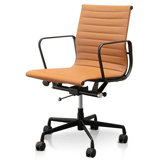 Floyd Low Back Office Chair - Saddle Tan in Black Frame