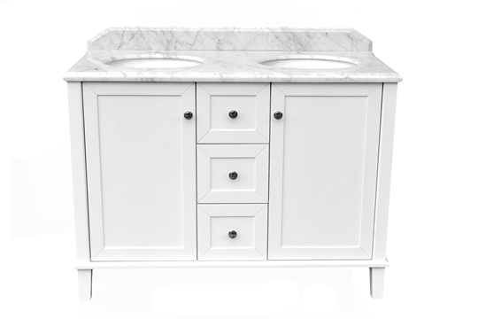 Coventry 120x55 Double Bowl White Vanity with Marble Top & Under Counter Basins - 1TH