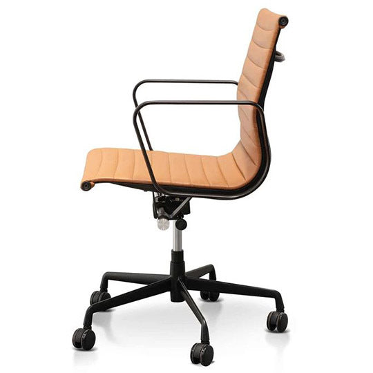 Floyd Low Back Office Chair - Saddle Tan in Black Frame