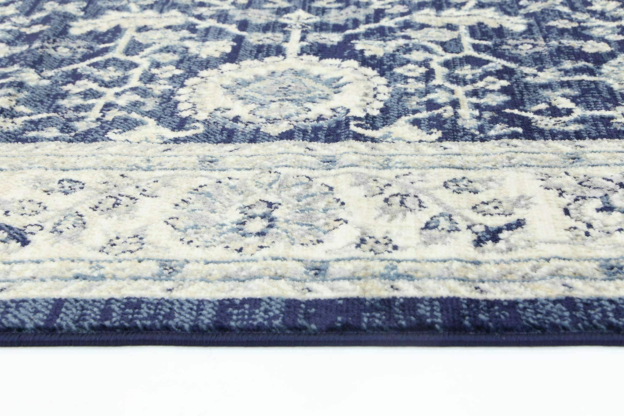 Arya Navy Blue Traditional Rug 80x300cm