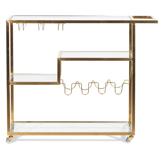 Arden Glass Bar Cart – Brushed Gold Base