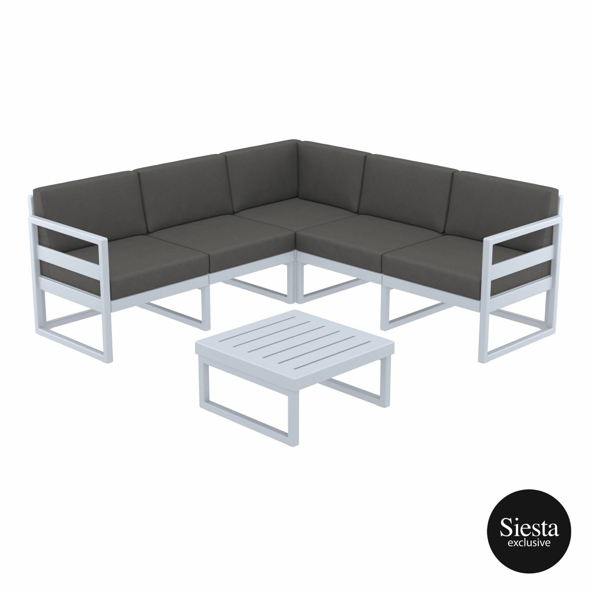 Mykonos Resort Corner Lounge Set - With Anthracite Cushion - Silver