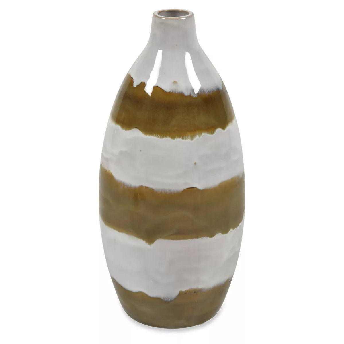 Arizona Ceramic Glazed Vase Large - White/Brown