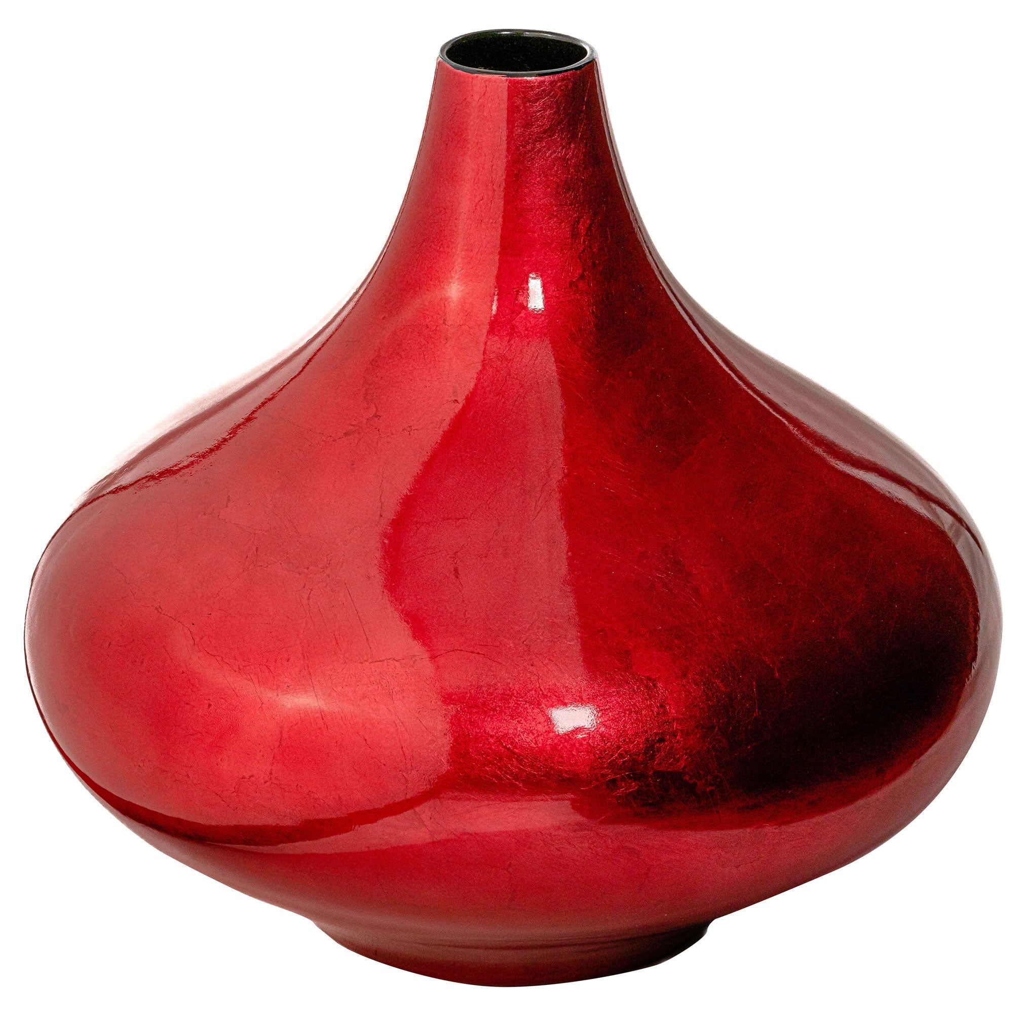Large Squat Lacquer Vase - Red