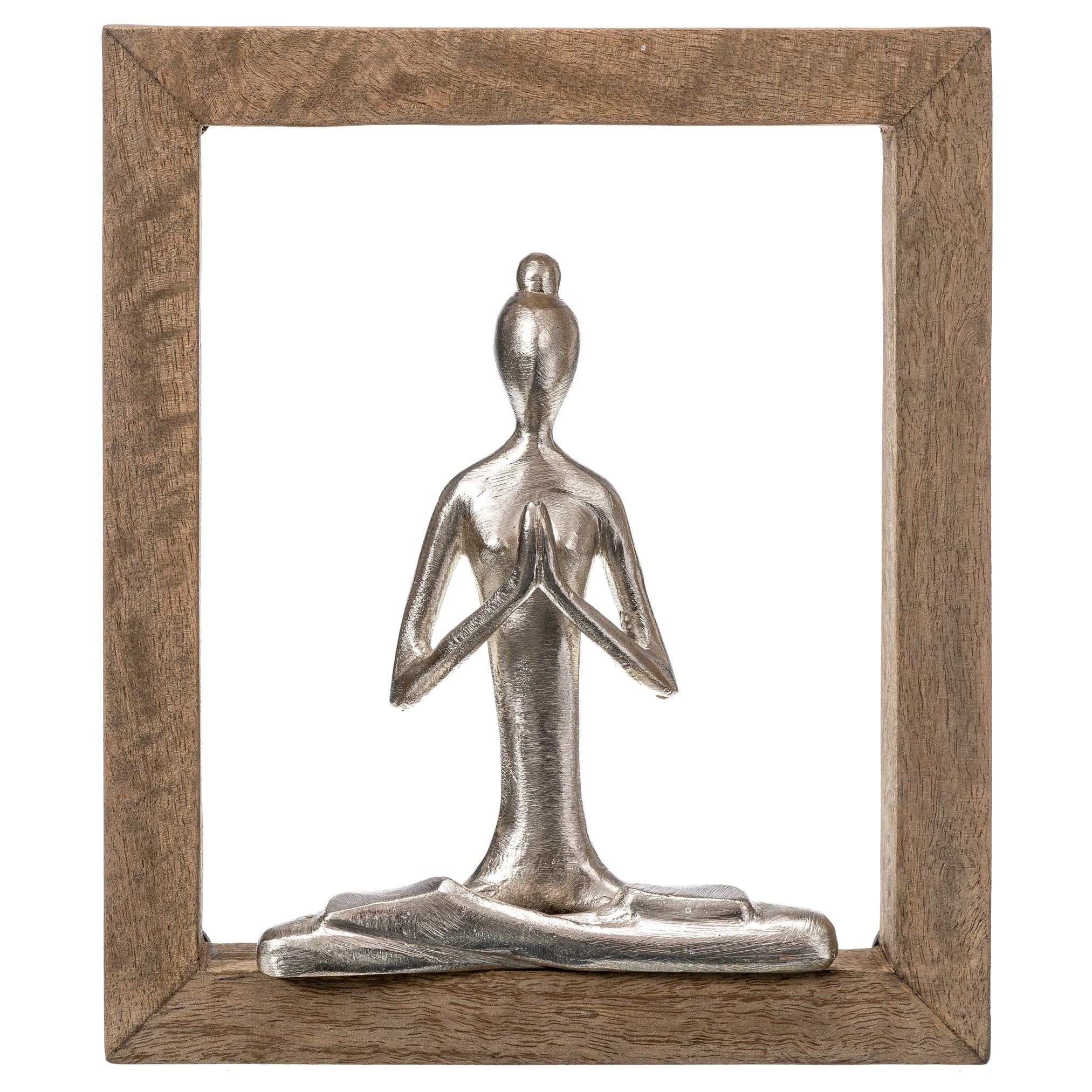 Praying Yoga Lady In Frame - Silver