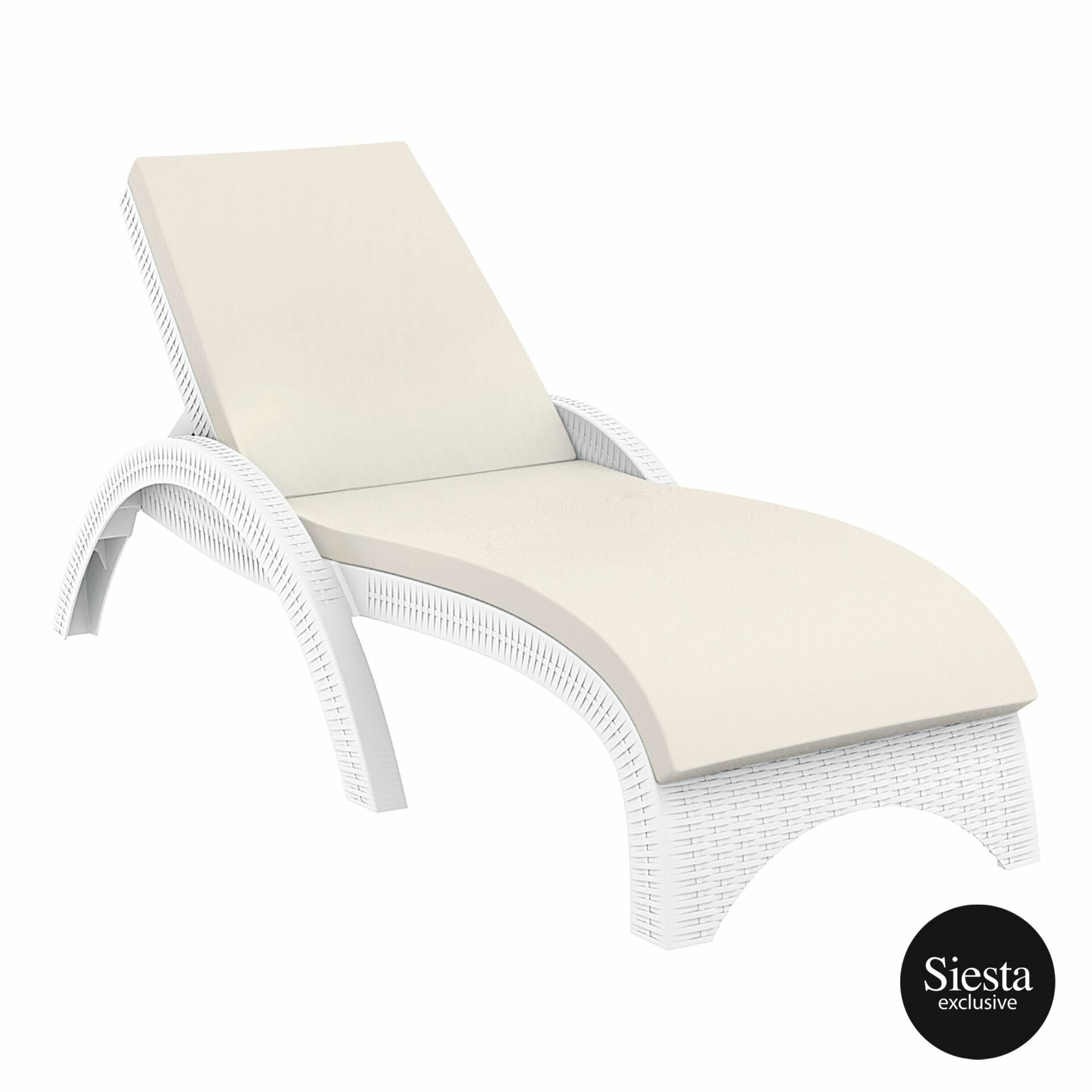 Fiji Sunlounger/Tequila Side Table 3 Pc Package - With Beige Cushion - White