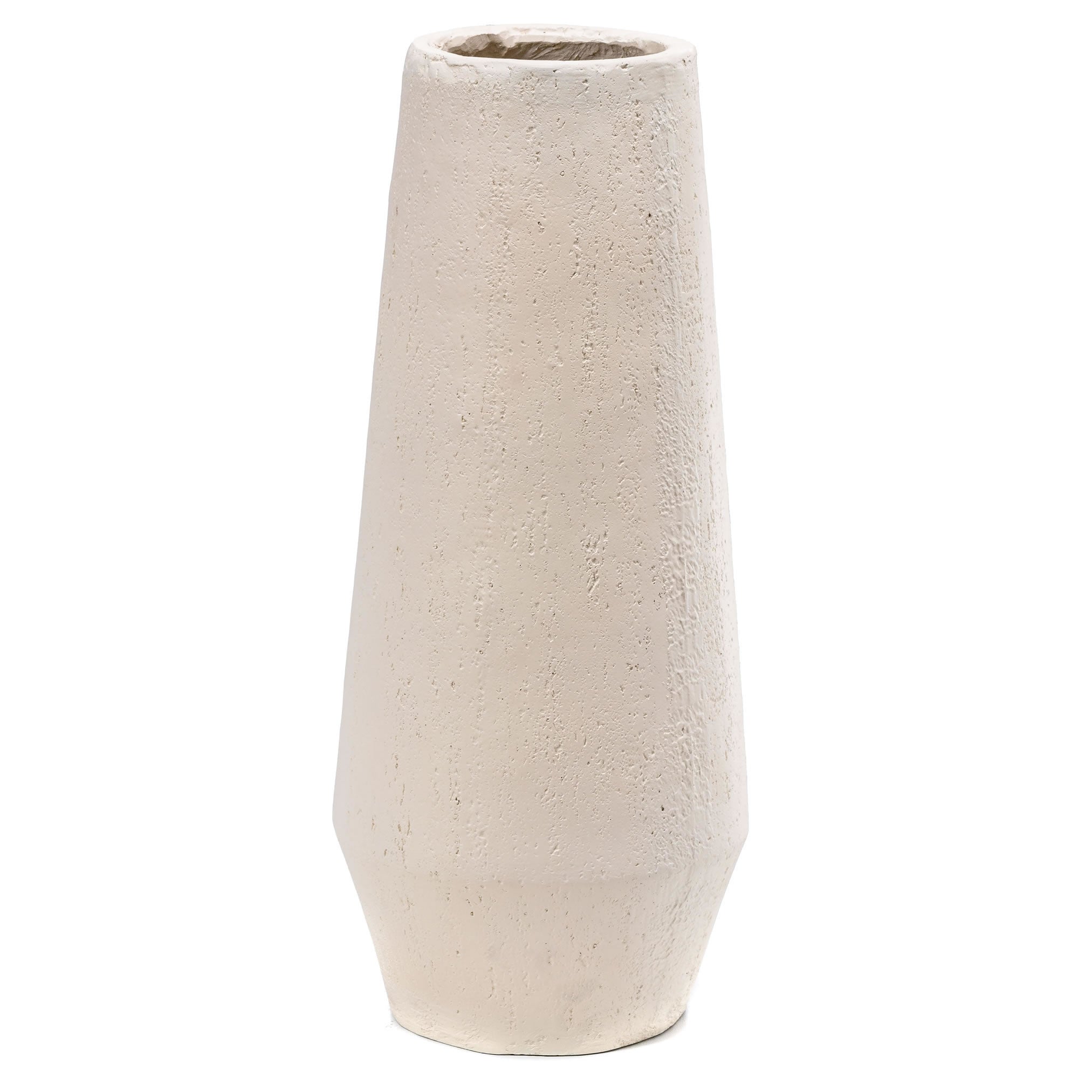 Travertine Effect Large Vase- White