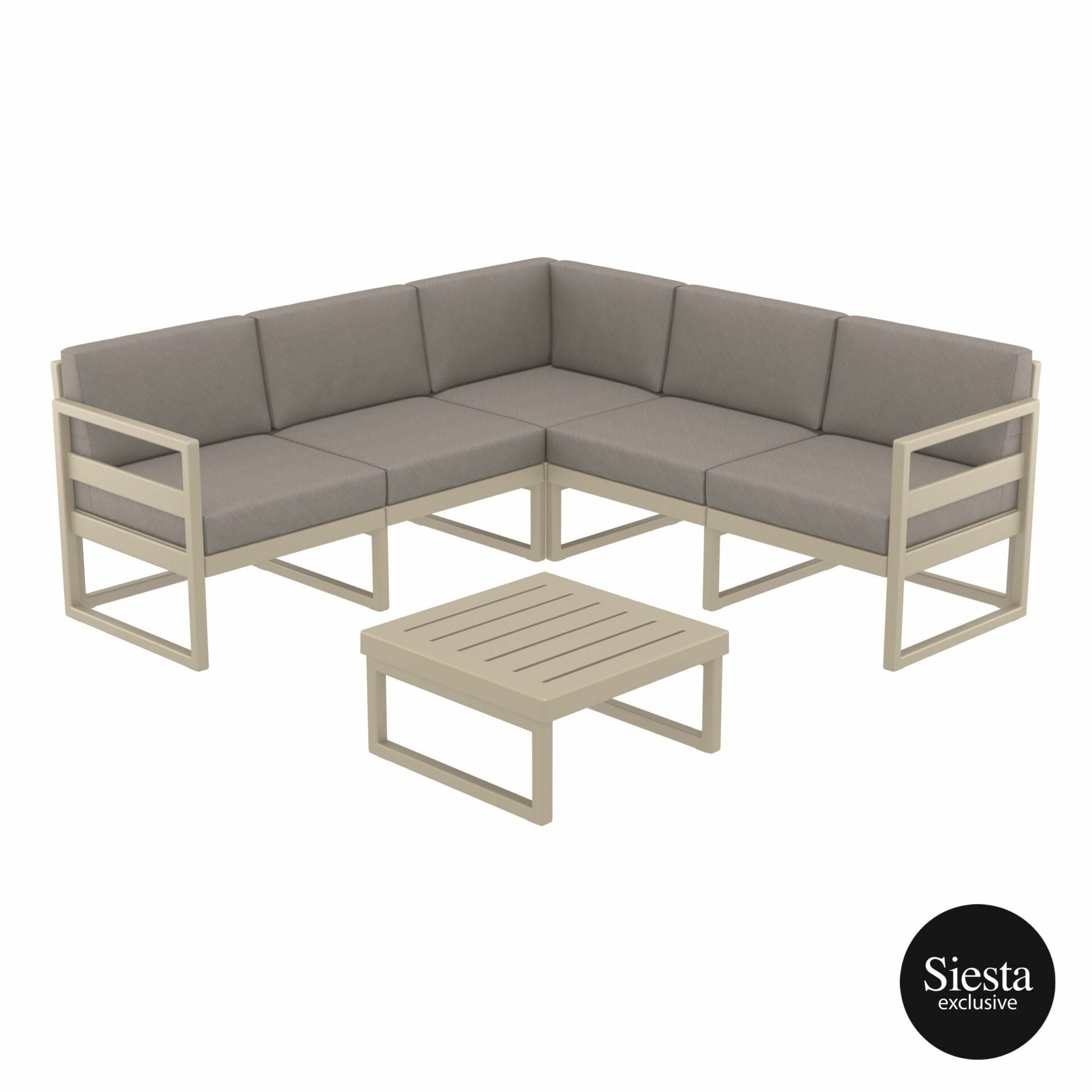 Mykonos Resort Corner Lounge Set - With Brown Cushion - Taupe