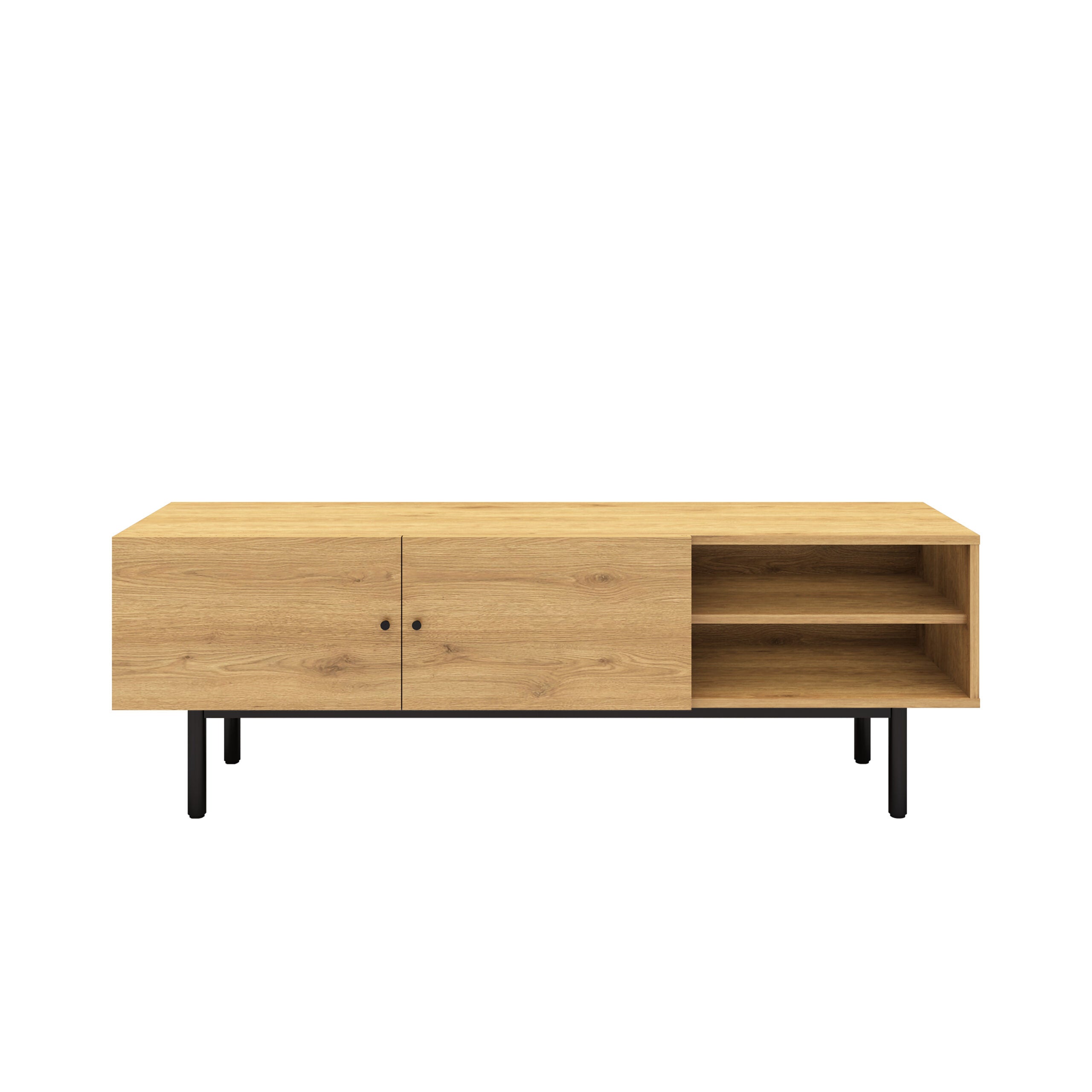 Lux Melamine Wood TV Unit With Metal Legs - Natural