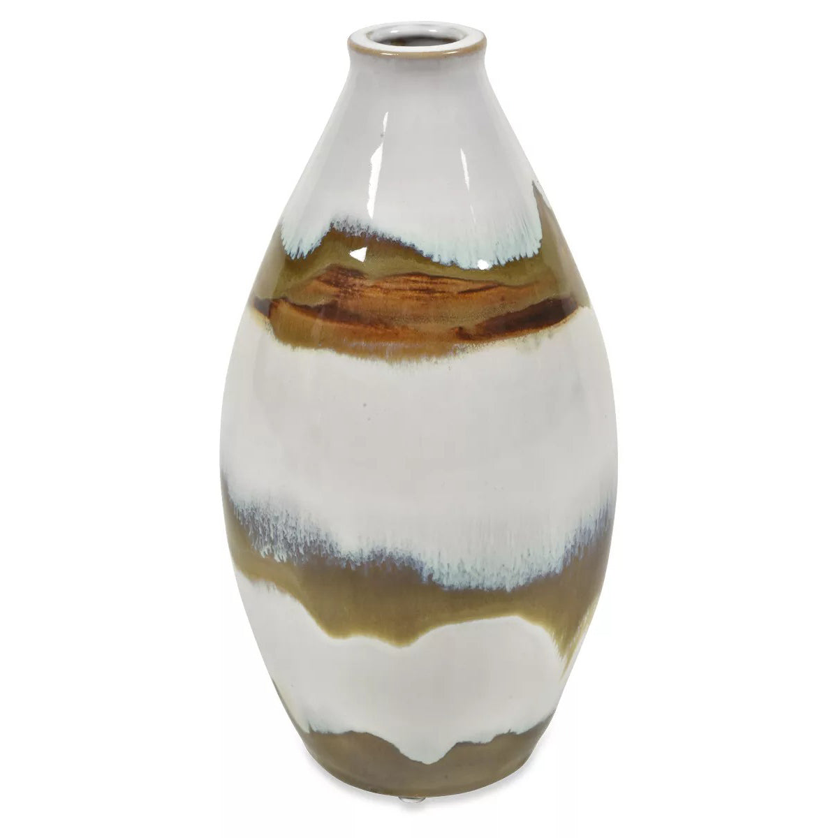 Arizona Ceramic Glazed Vase Small - White/Brown
