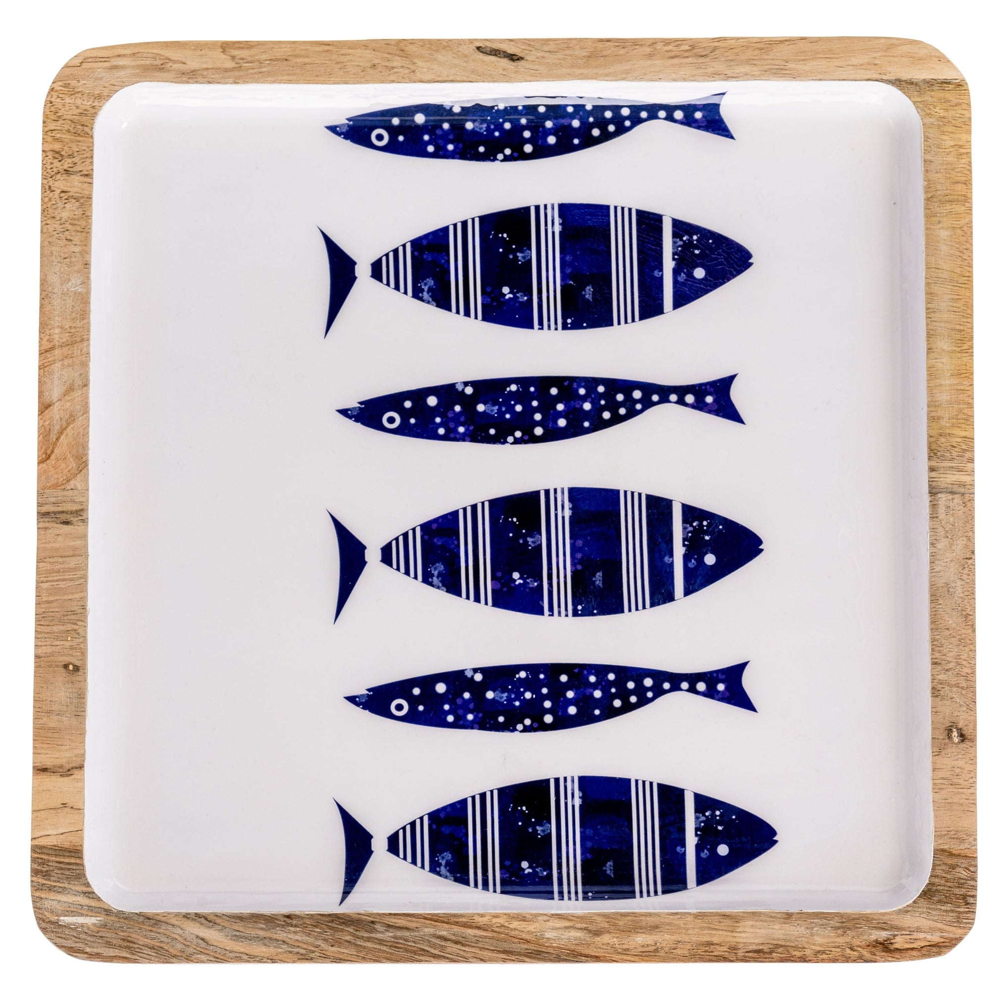 Atlantic Fish Enamel Square Tray - Blue