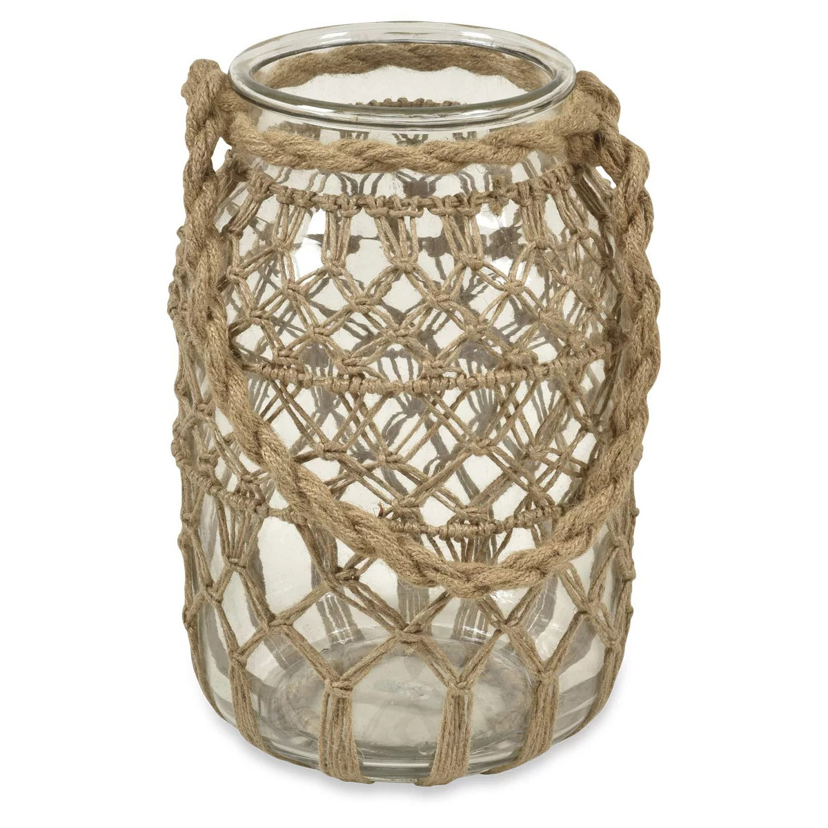 Roosa Glass And Jute Weave Jar With Handle - Medium
