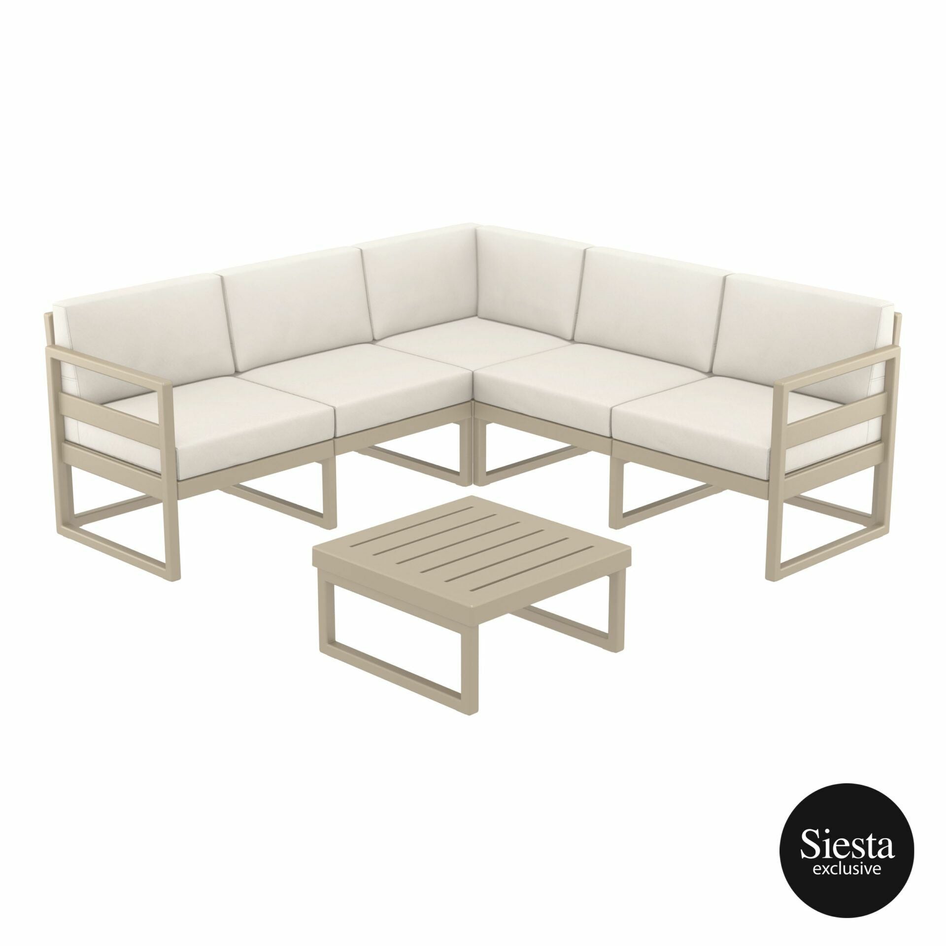 Mykonos Resort Corner Lounge Set - With Beige Cushion - Taupe