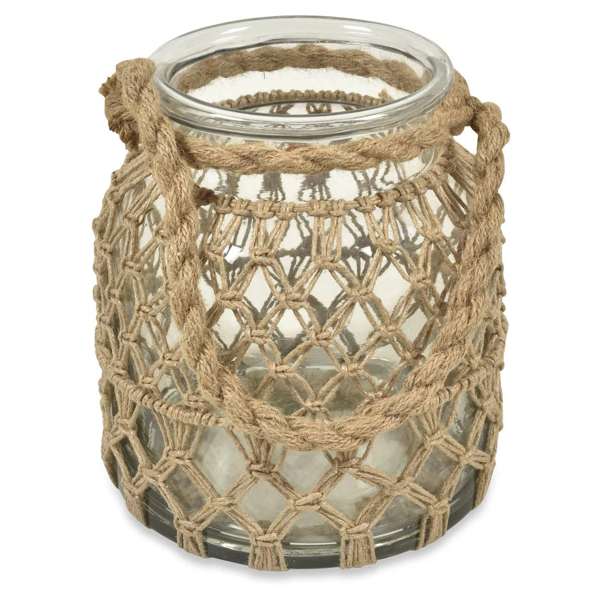 Roosa Glass And Jute Weave Jar With Handle - Small