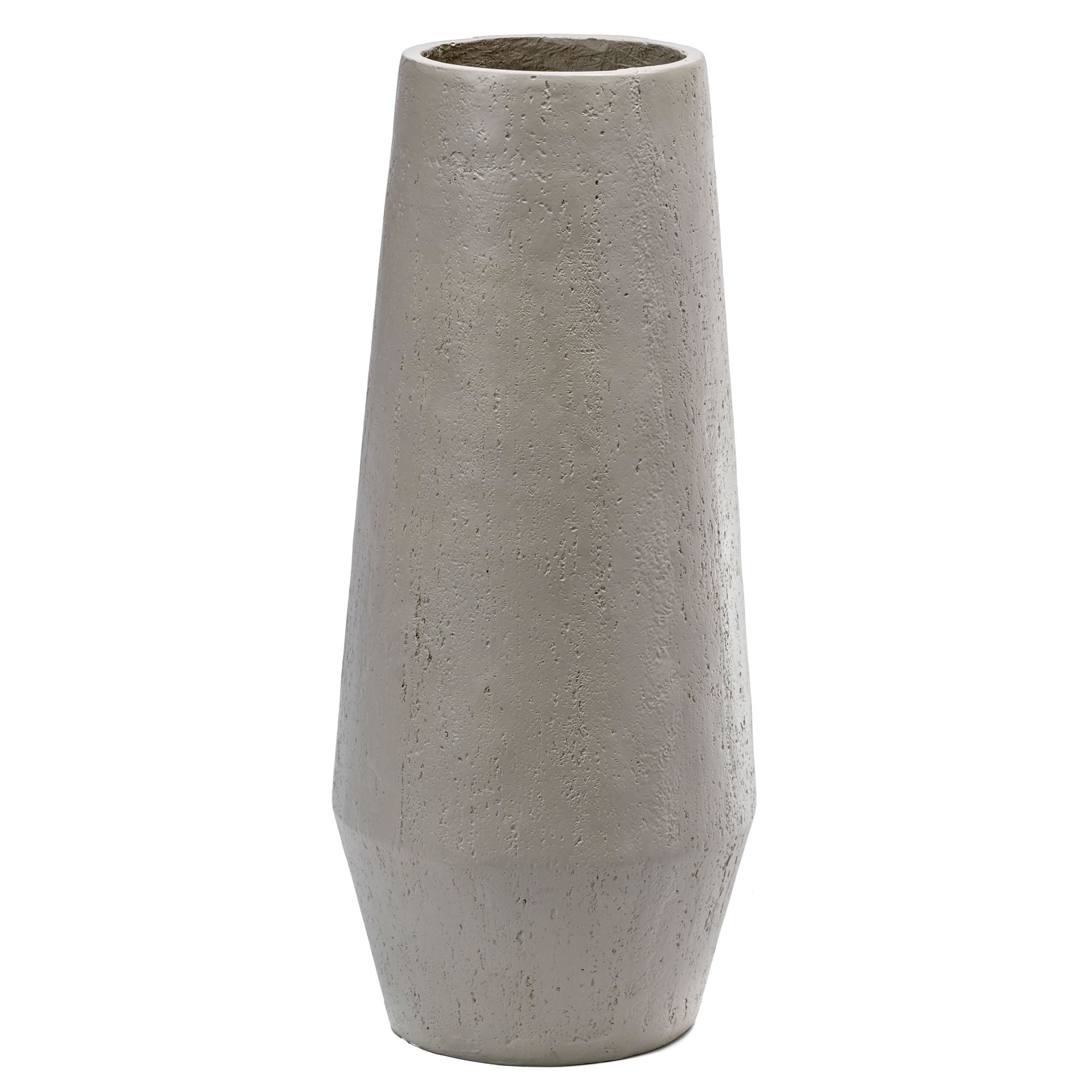 Travertine Effect Medium Vase- Grey