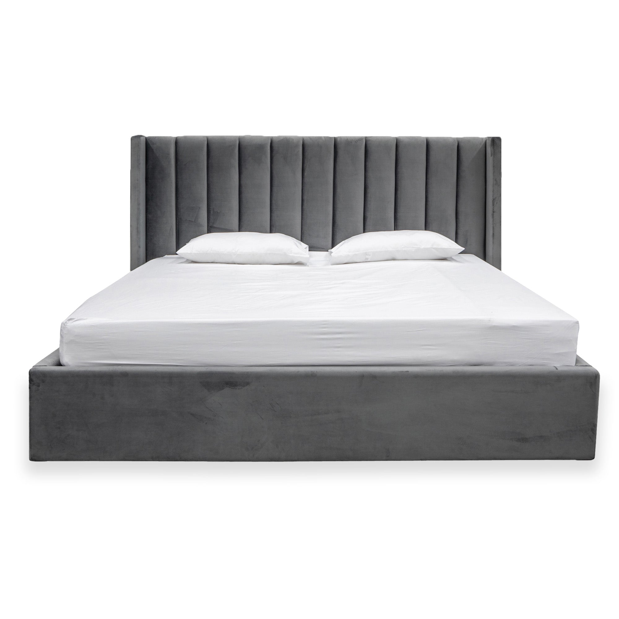 Hillsdale King Bed Frame - Wide Base in Charcoal Velvet