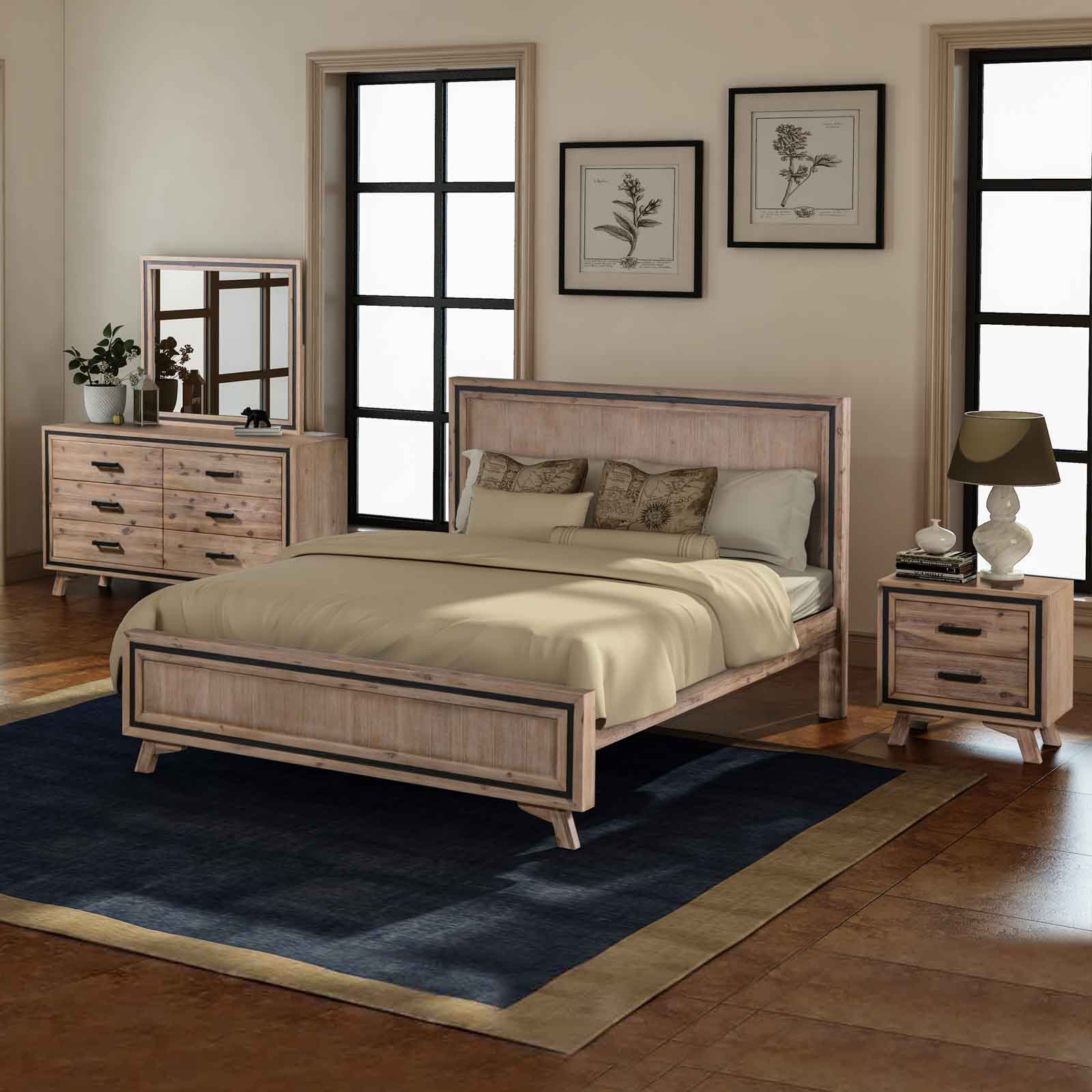 Shannon 4pcs Bedroom Suite with Dresser - King - Silver Brush