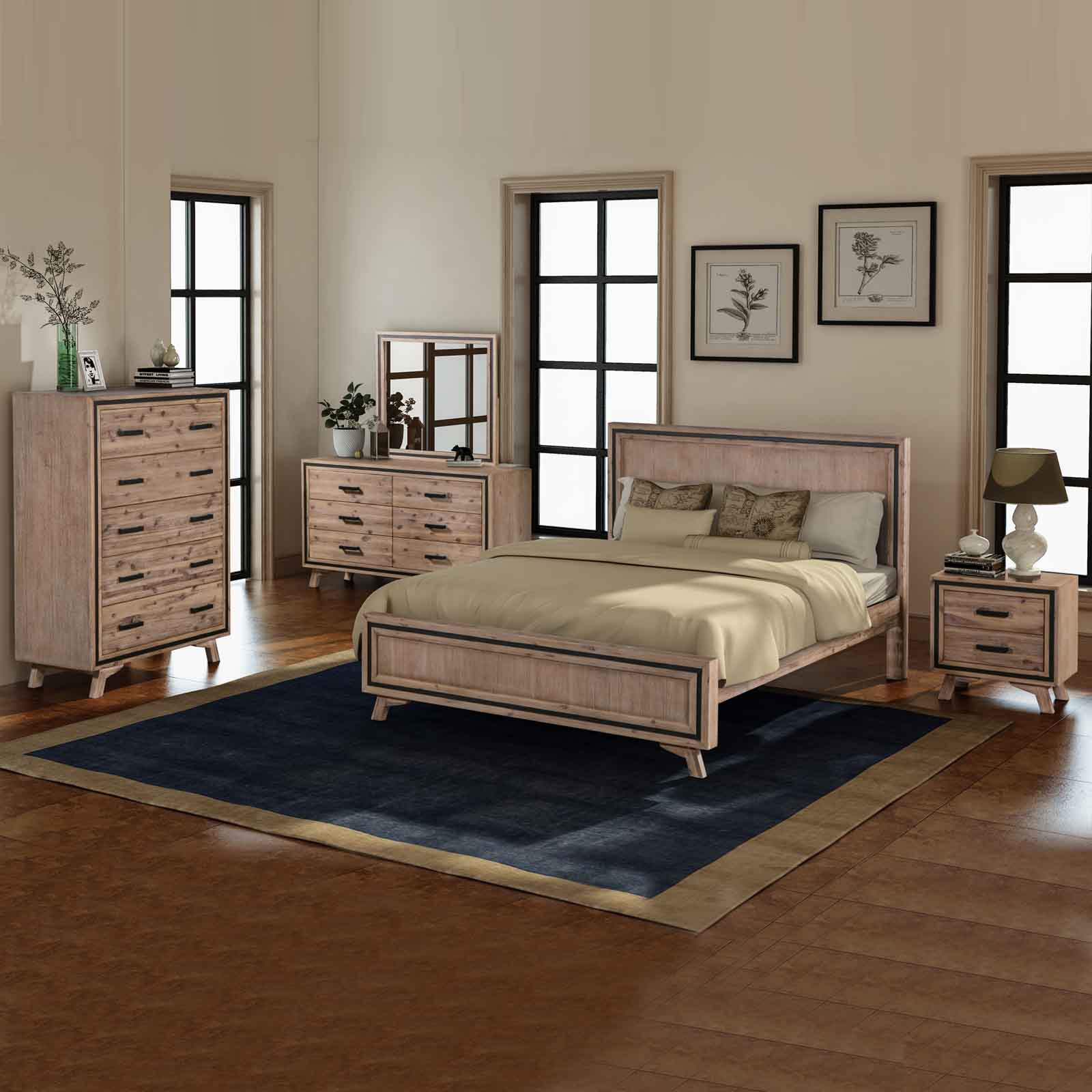 Shannon 5pcs Bedroom Suite - Queen - Silver Brush