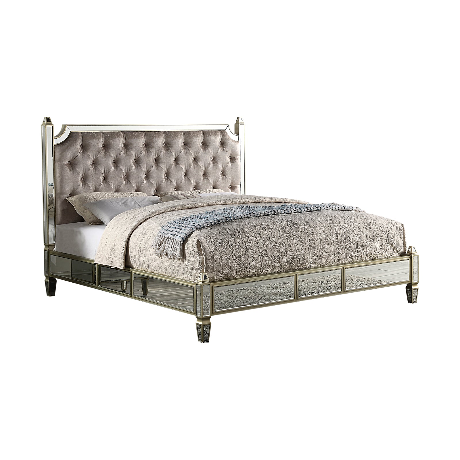 Arjan Bed with Gold Tufted Headboard - King