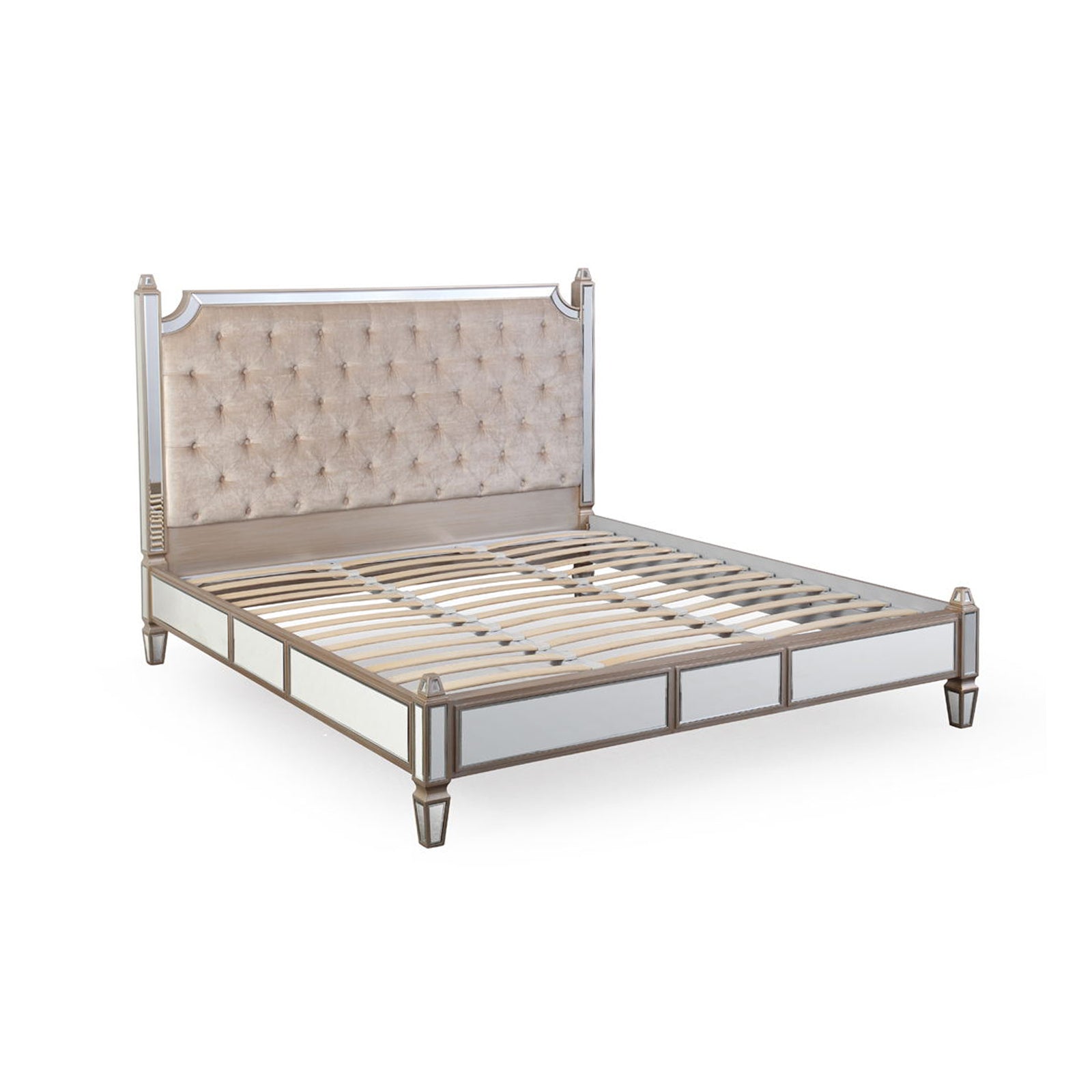 Arjan Bed with Gold Tufted Headboard - Queen