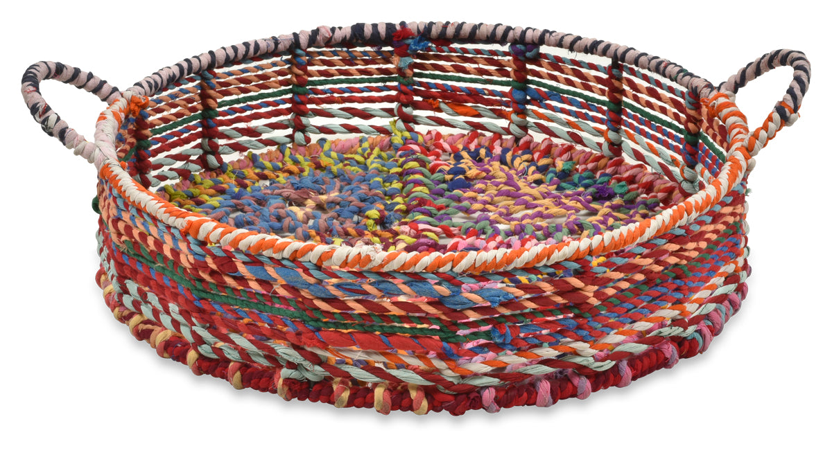 Amita Fabric Woven Decor Multicolor Tray - Medium