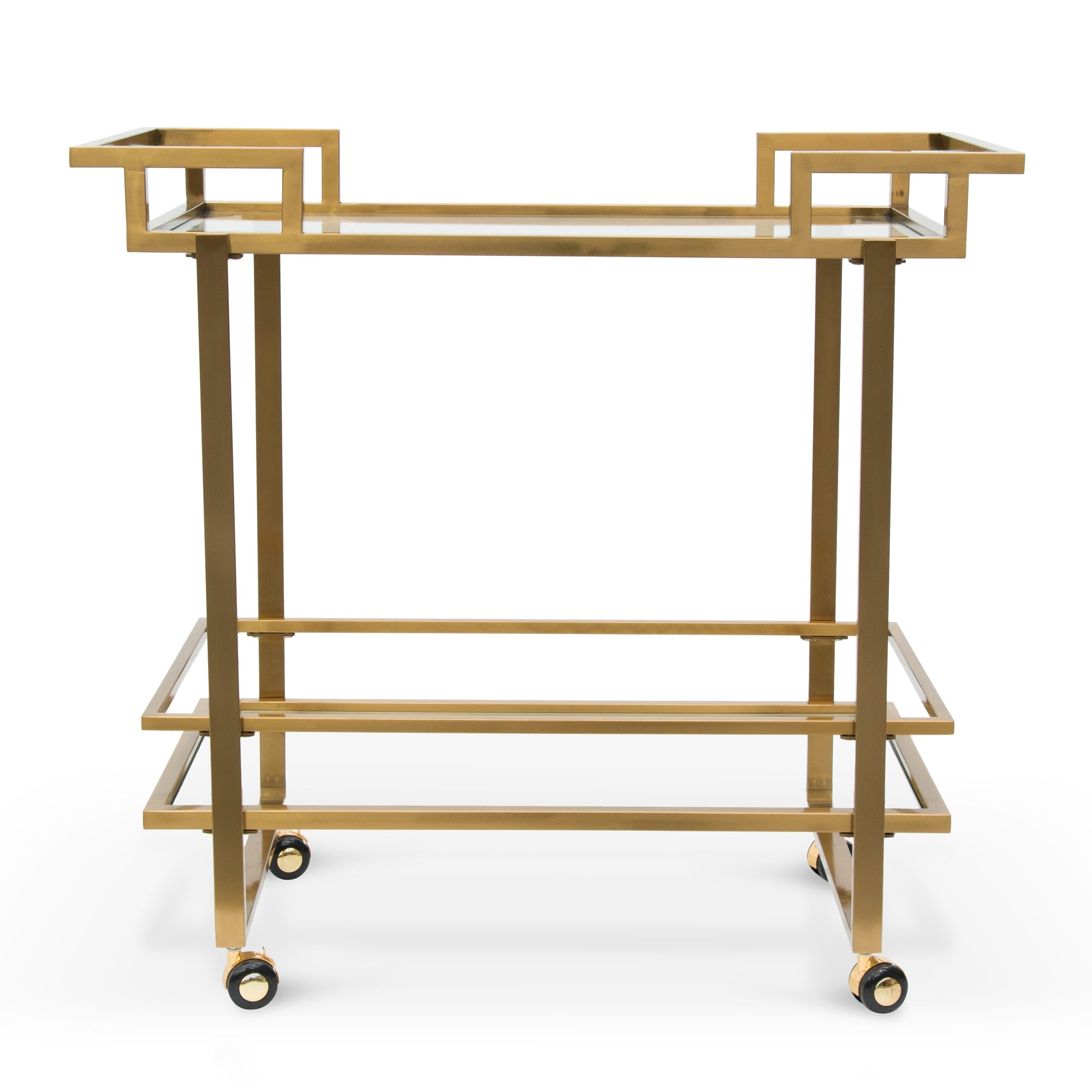 Dewitt Glass Bar Cart - Brushed Gold