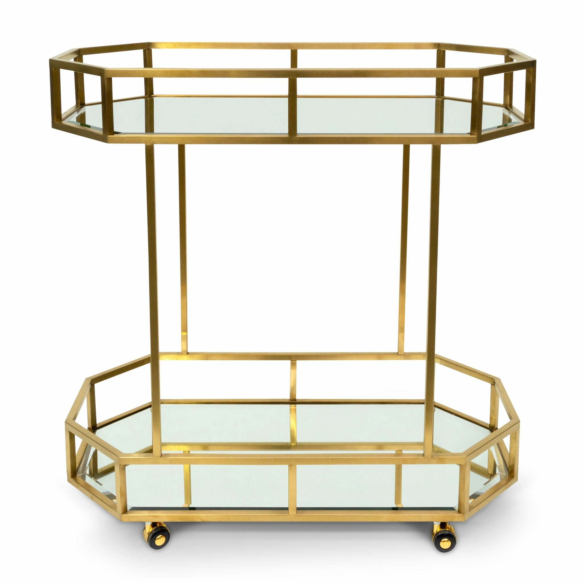 Reggie Bar Cart - Mirror and Gold Base