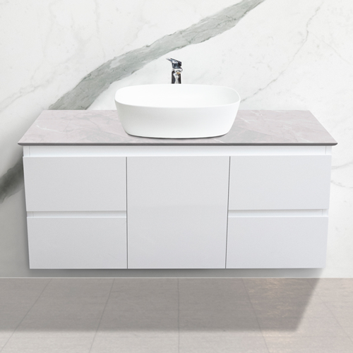 Lucia 1170mm White Gloss Vanity – Deluxe 1 Door + 4 Drawers White Gloss Standard Absolute