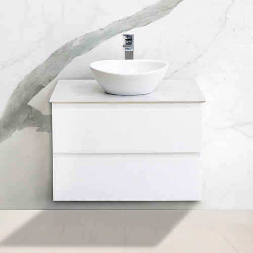 Lucia 740mm White Gloss Vanity – Deluxe 2 Drawers White Gloss Standard Absolute