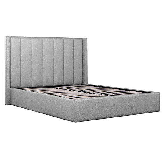 Betsy Fabric Queen Bed Frame - Pearl Grey with Storage
