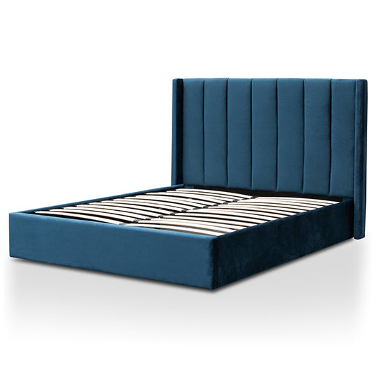 Betsy Queen Sized Velvet Bed Frame - Teal Navy with Storage