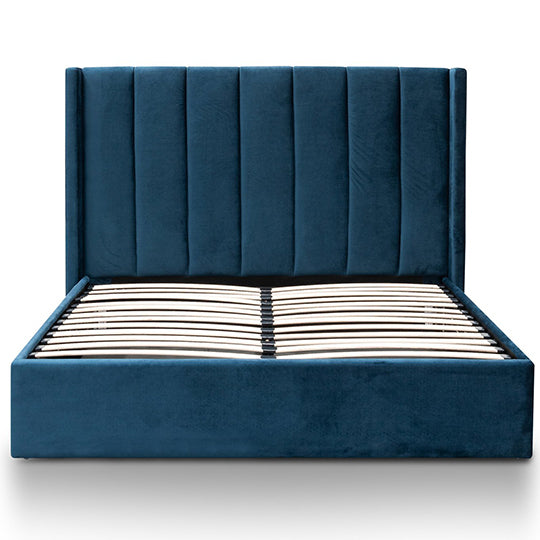 Betsy Queen Sized Velvet Bed Frame - Teal Navy with Storage