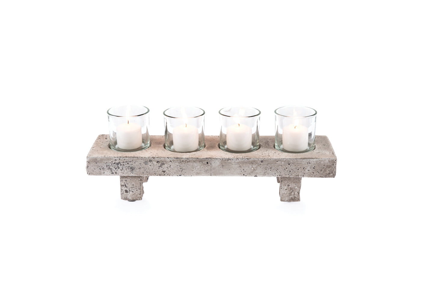 Glass Candle Holder on Ceramic Base (Set of 4)