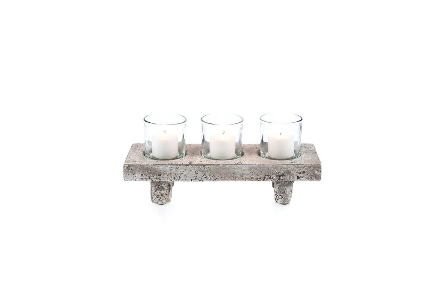 Glass Candle Holder on Ceramic Base (Set of 3)