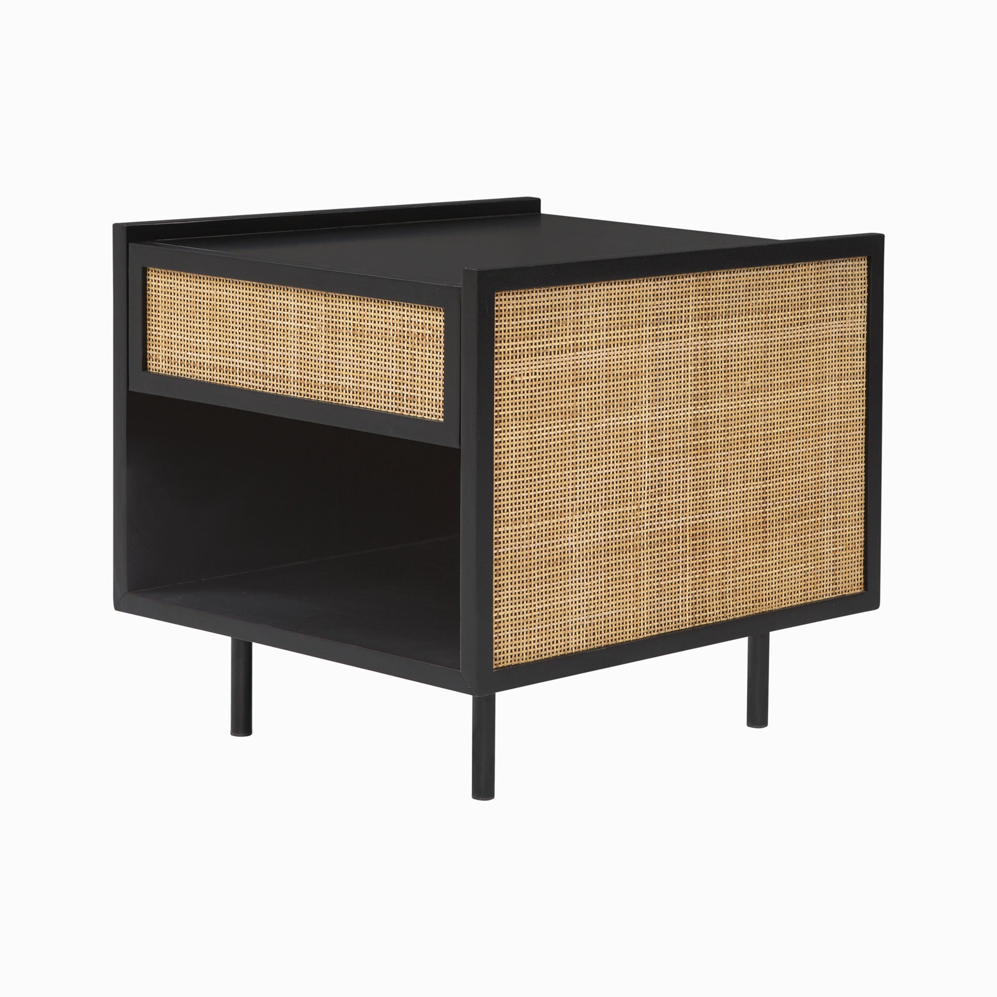 Cape Nightstand - Black with rattan