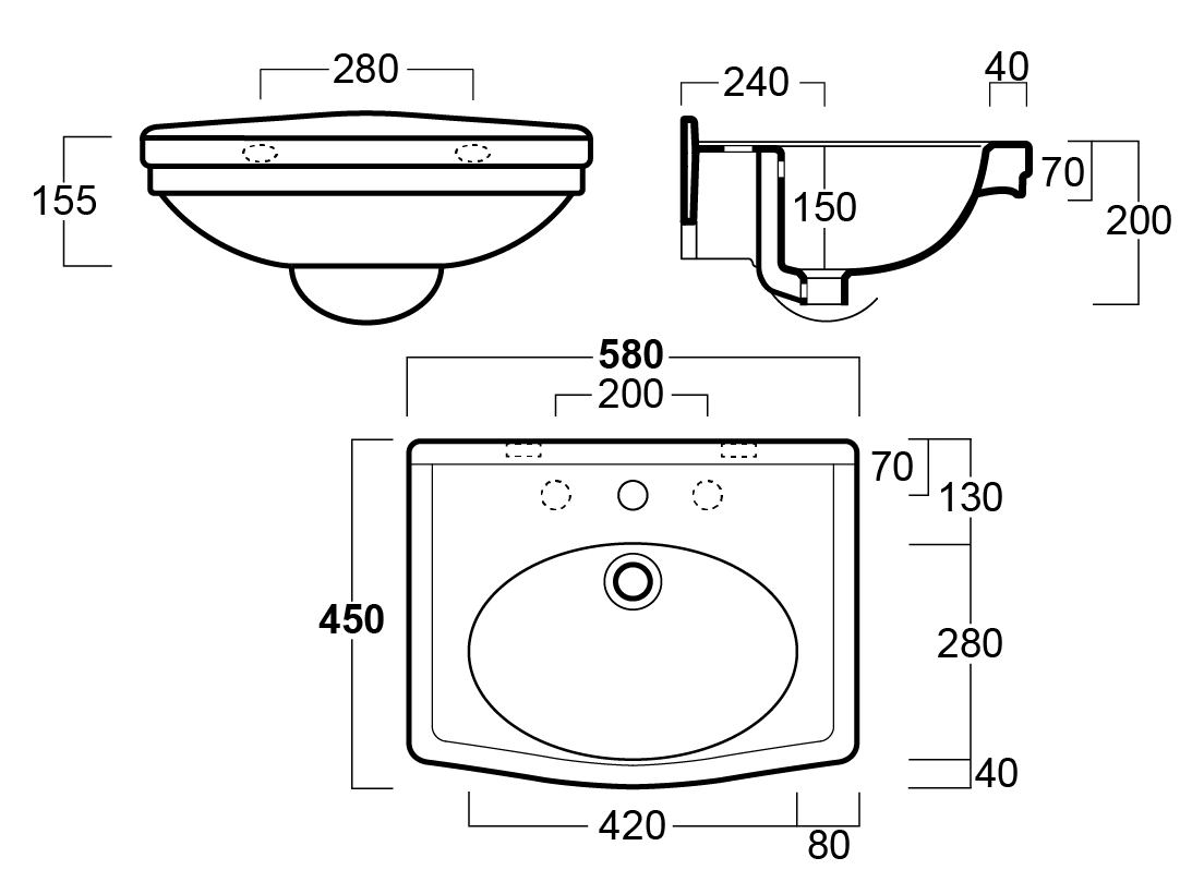 Claremont 58x45 Basin - 1TH