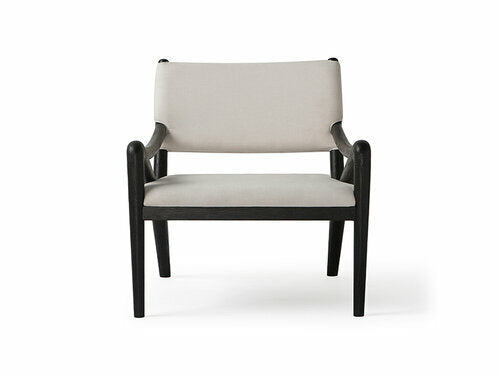 Black Crombie Armchair – Black Frame With Sand White Upholstery